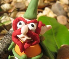 Gnomey the Red - Gnome polymer clay figurine
