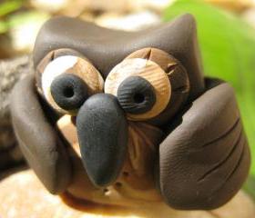 Choco the Owl - Polymer clay figurine