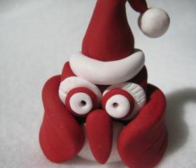 Santana the Owl - Christmas themed polymer clay figurine
