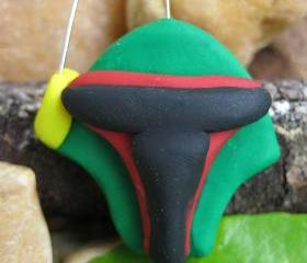 Boba Fett inspired Polymer clay pendant charm, ornament, cell phone charm